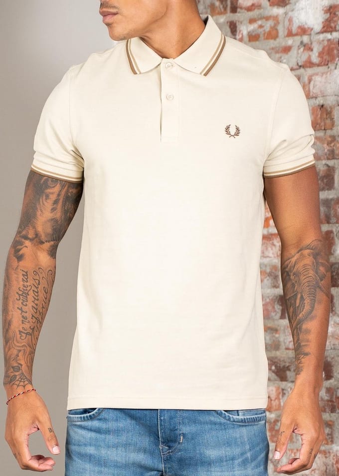 Fred Perry Twin tipped polo - oatmeal warm stone shaded stone