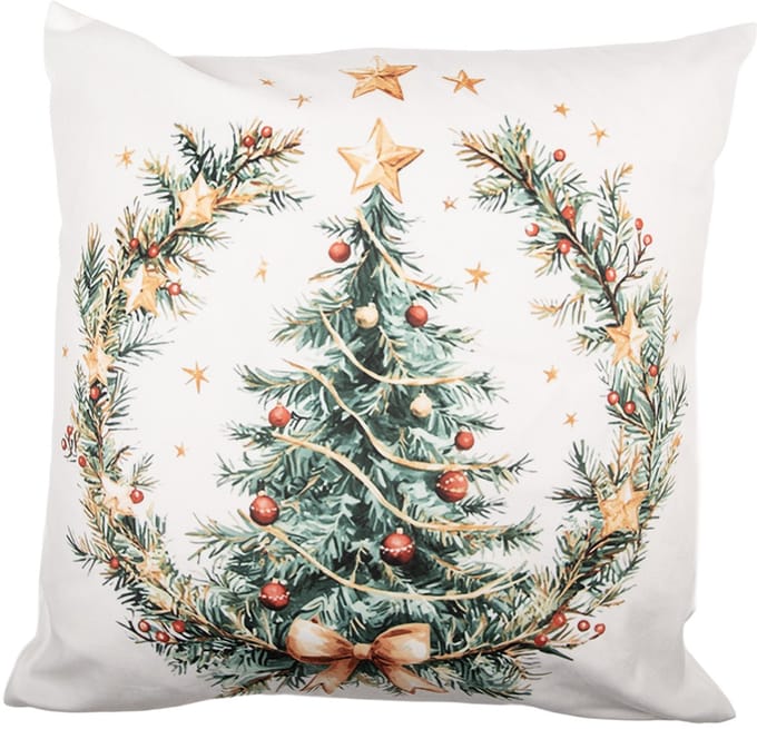 Clayre & Eef Kussenhoes 45x45 cm Wit Polyester