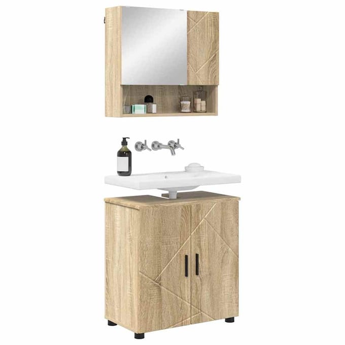 vidaXL - Badkamermeubel - Set - 2 - st - Sonoma - Eik - 61 - x - 35 - x - 64 - cm