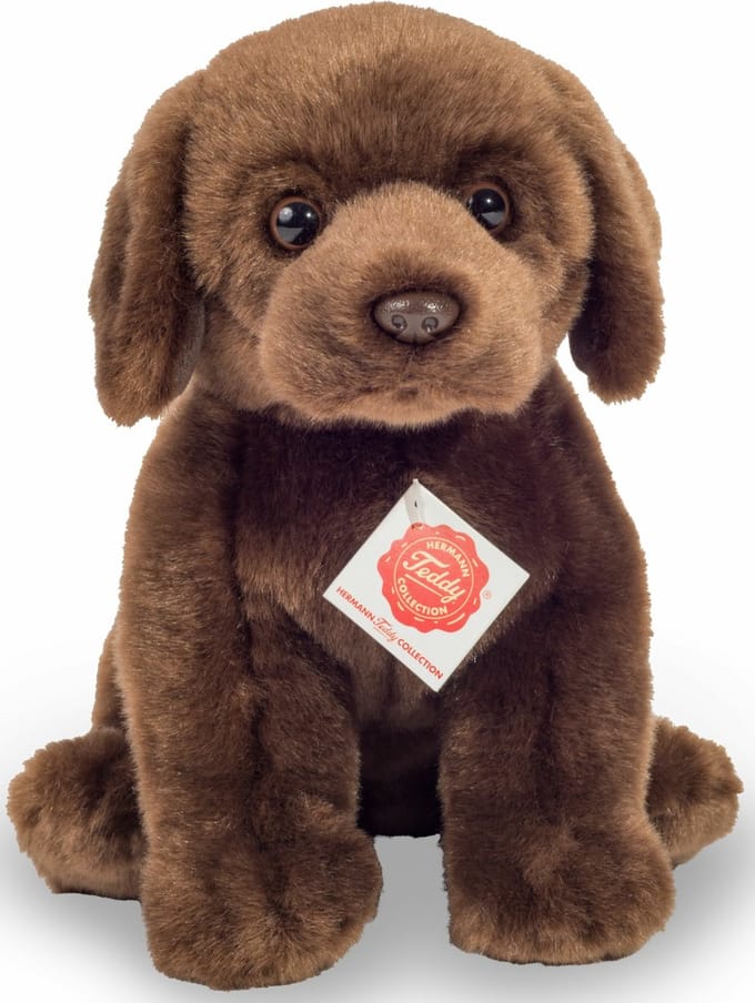 Hermann Teddy Knuffeldier hond Labrador - zachte pluche - premium kwaliteit knuffels - donkerbruin - 25 cm