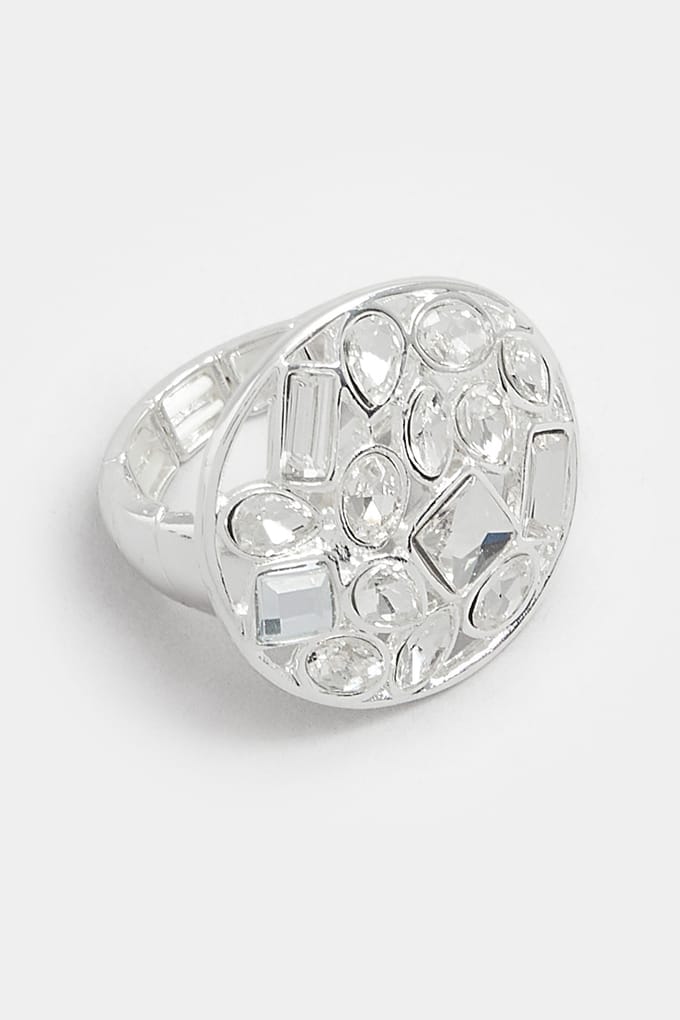Yours Zilverkleurige Statement Kristal Stretchringsize One Size