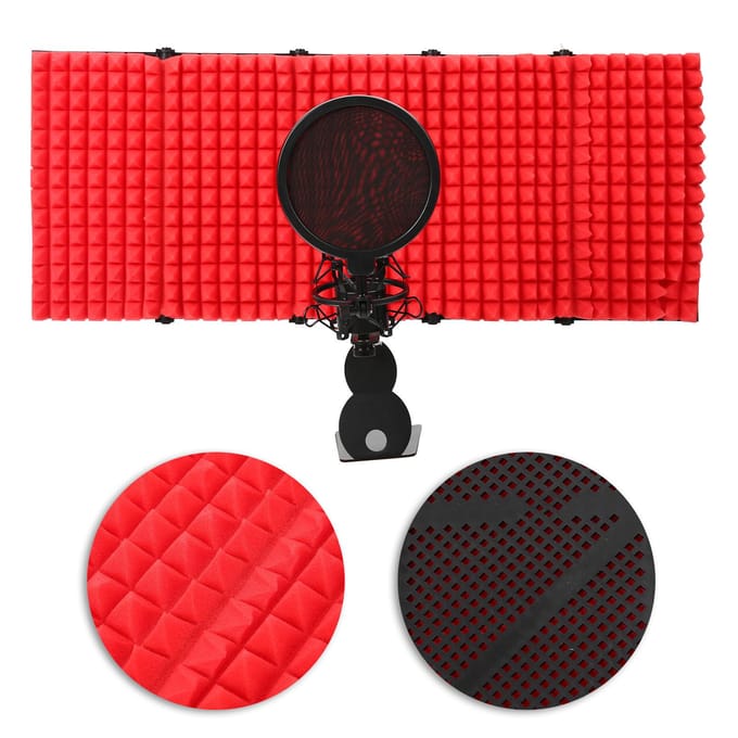 Microfoon Isolatieschild VijfDeurs Ruisreductie Opvouwbare Microfoon Geluidsabsorberende Cover voor