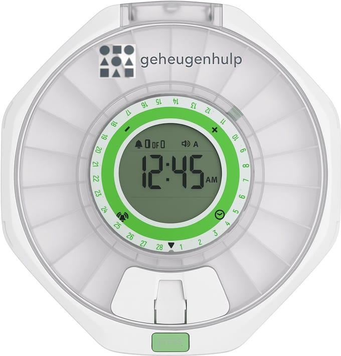 Medicijndispenser- met slot- tot 9 dagelijkse alarmen-Geheugenhulp