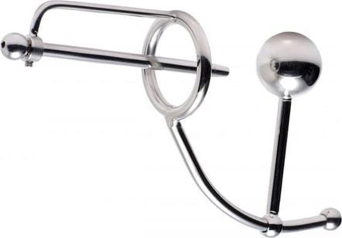 Black Label - Verschuifbare Anale Intruder met Plasbuis Plug