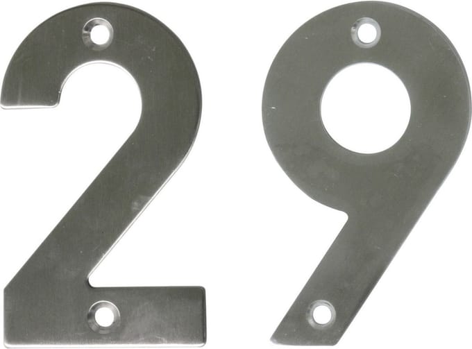 AMIG Huisnummer 29 - massief Inox RVS - 10cm - incl. bijpassende schroeven - zilver