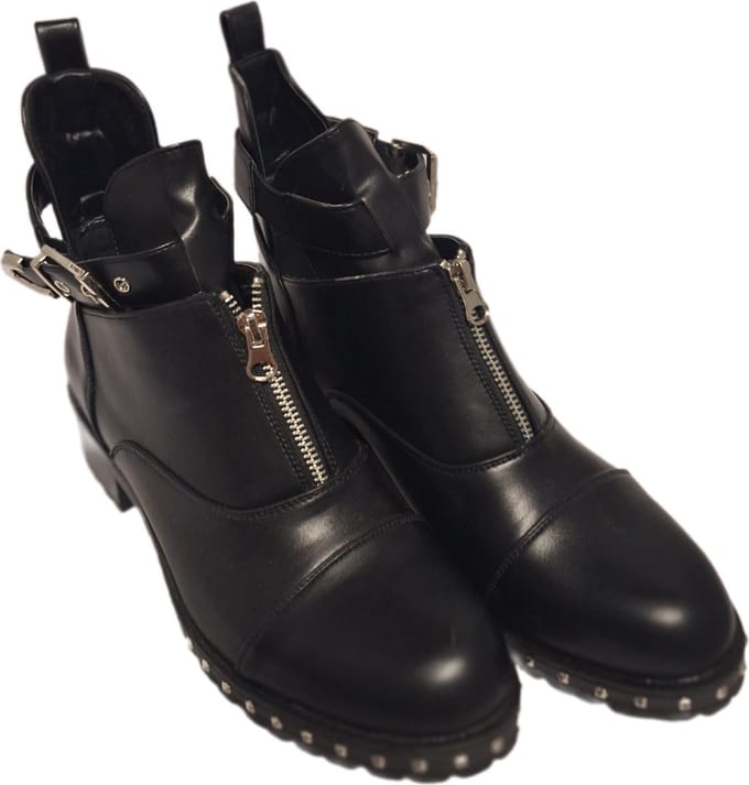 LUCKYSHOES-FANCYBOOTS-1 RIEM MET GESP-FRONT/ZIPPER-STUDS LANGS ZOOL-41
