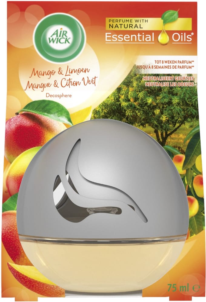 6x Air Wick luchtverfrisser Deco sphere - 75ml - essential oils mango & limoen