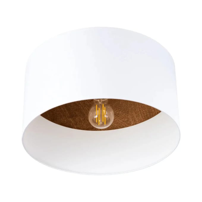 Sollux Lighting Plafondlamp Telesto - 20x35x35cm - E27 - wit/donkerbruin - stof/hout/staal