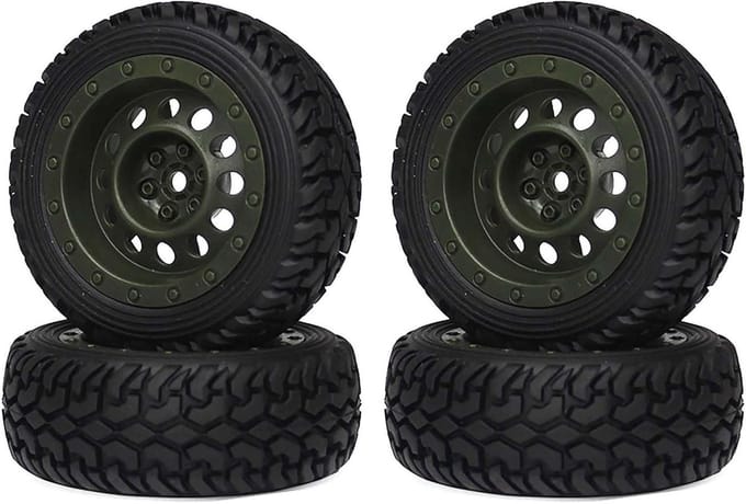 SolidKeus - 75mm Rubber Banden en Plastic Velgen voor 1/10 RC Auto