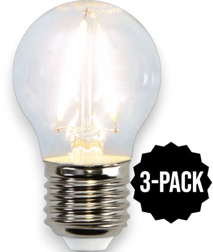 3-Pack | Kogellamp - E27 - 2.3W - Koel Wit - 4000K - Filament - Helder