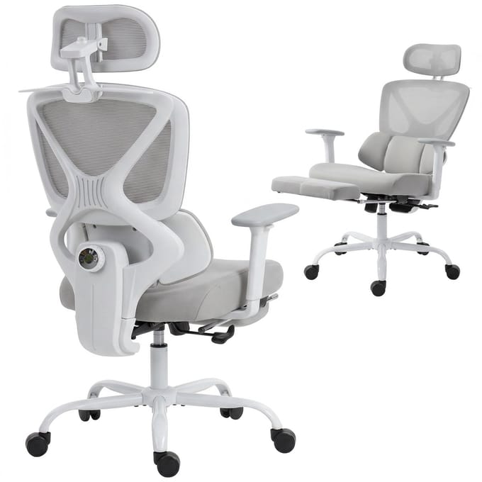 HOMCOM bureaustoel - mesh (100% polyester) - 73x75x128cm - grijs