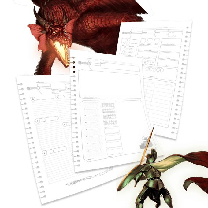 Erasable RPG Character Sheets for Dungeons & Dragons Players