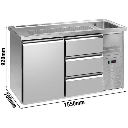 GGM Gastro Biertheke Premium PLUS - 1550x700mm - 1 Tür & 3 Schubladen