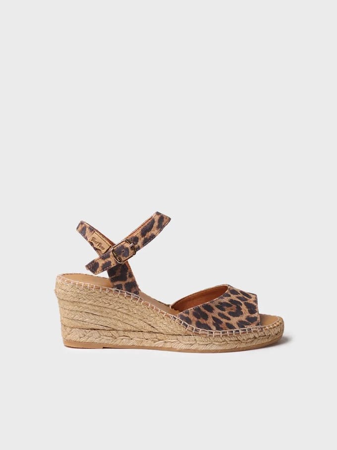 Dames leren espadrille met sleehak | SIA-P
