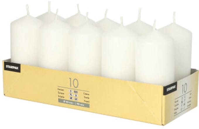 Papstar pijler kaarsen 40 mm wit