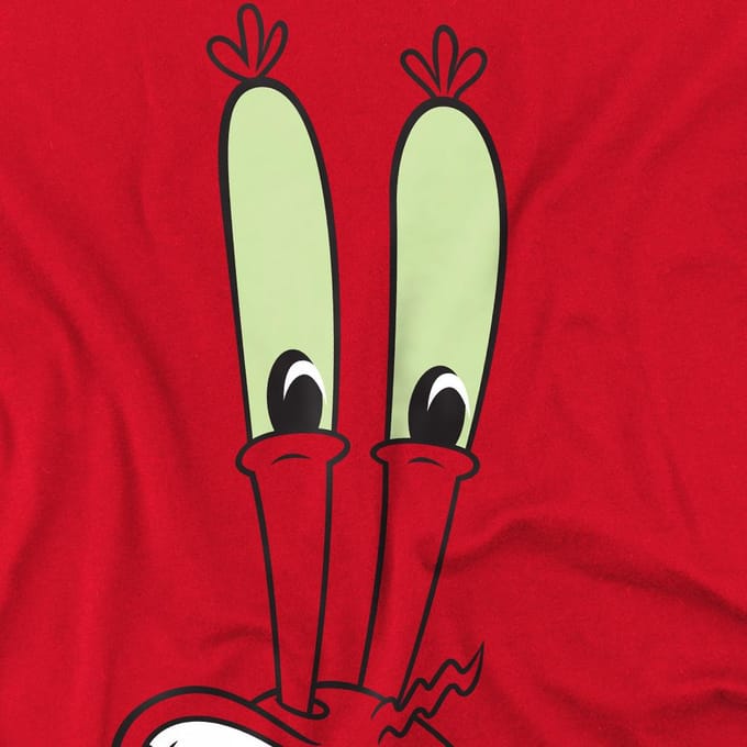 SpongeBob SquarePants Heren Glimlach Meneer Krabs Gezicht T-shirt M rood