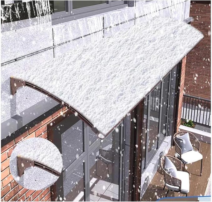 Raamluifel Polycarbonaat - Buitenzonwering Deur - Bescherming Buiten - Versterkte Staalbasis - 45x250cm - Transparant