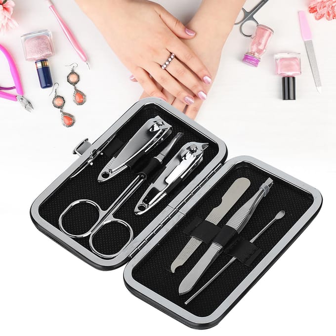 6-delige Manicure Set Nagelschaar Knipper Set Vingernagel Teennagel Pedicure Tool gray