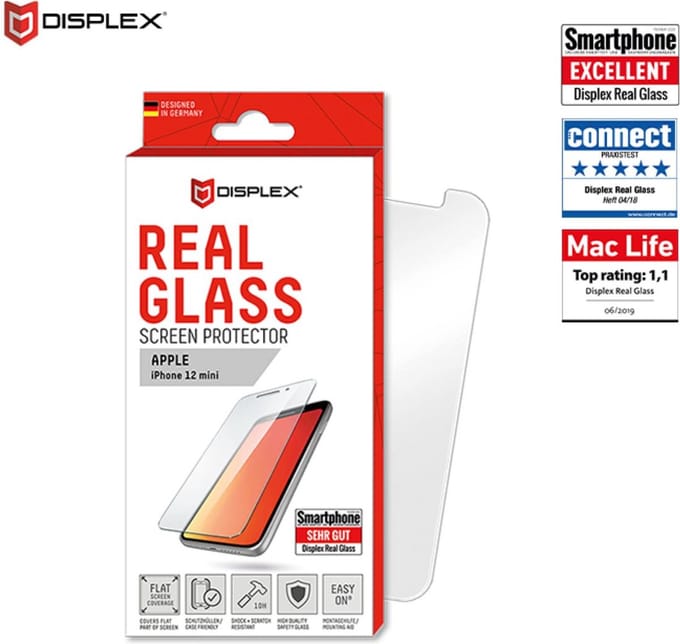 Displex Real Glass + Frame screenprotector geschikt voor iPhone 12 mini - transparant