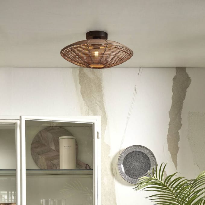 Good & Mojo Good &amp; Mojo plafondlamp Tanami, Ø 40 cm, Natur