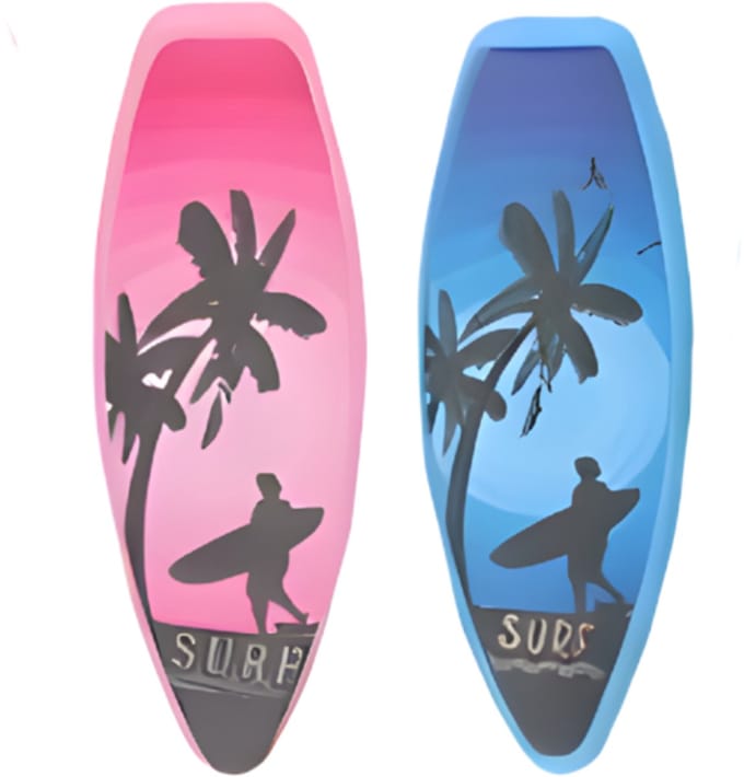Gerimport Handdoekknijpers - 2x - surfplank - blauw/roze - handdoekklem - kunststof