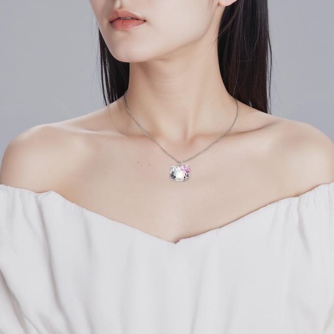 Swarovski Hello Kitty Collier Cristal Doux Mignon Collier Femme 1100031 Silver,F white