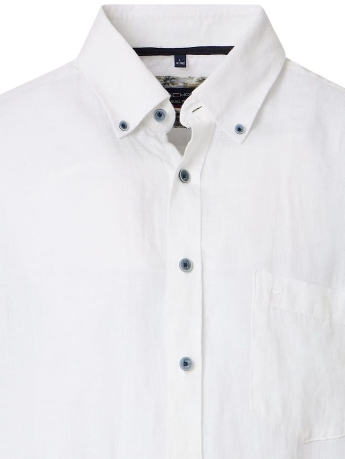Linnen Casa Moda Wit Overhemd Button Down Boord - L
