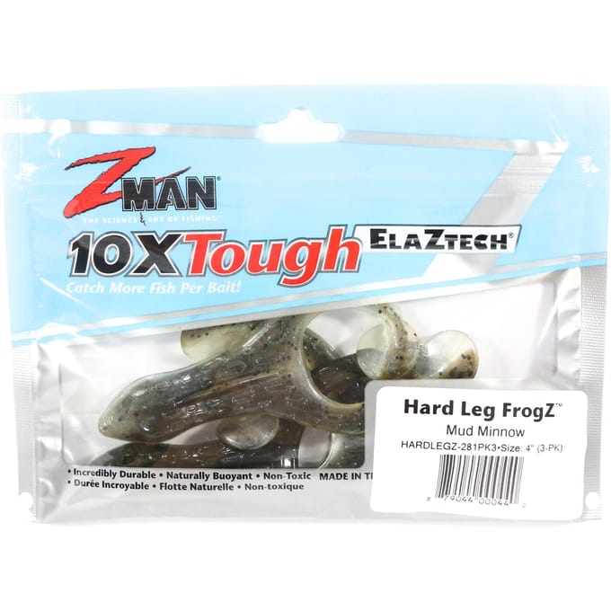 Zman Zacht kunstaas Hard Leg Frogz 4 Inch 3/Pack Mud Minnow (0440)