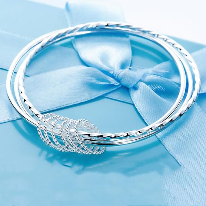 Veelzijdig Eenvoudig Drie-ring Armband Mode Zilverkleurig Gecoat Drie Levens Drie Werelden Armband blue