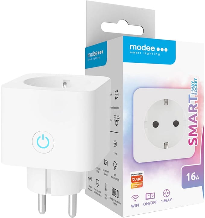 Modee Slimme Stekker met Energiemeter - Tijdschakelaar - Smart Plug - App Bediening - WiFi Stekker
