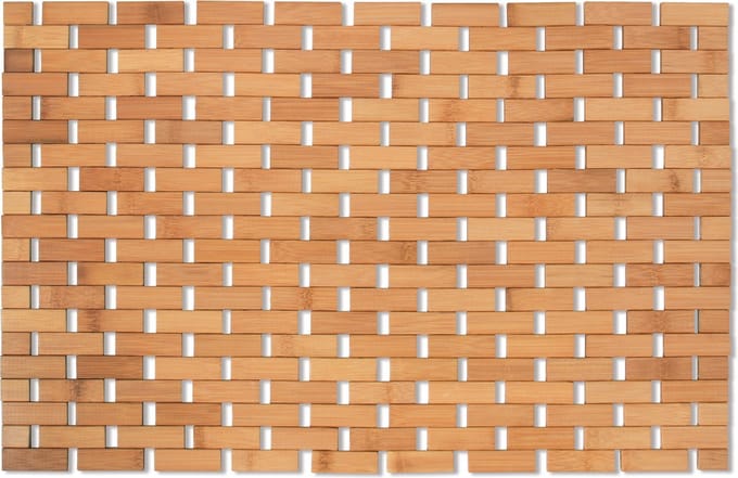 MSV Badkamerkleedje/badmat voor op de vloer - bamboe hout - 42 x 64 cm