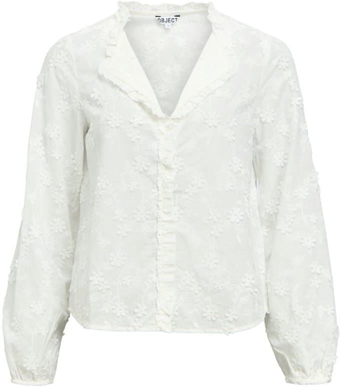 Object Blouse Objkarli L/s Re Shirt Noos 23049209 Cloud Dancer Dames Maat - W40