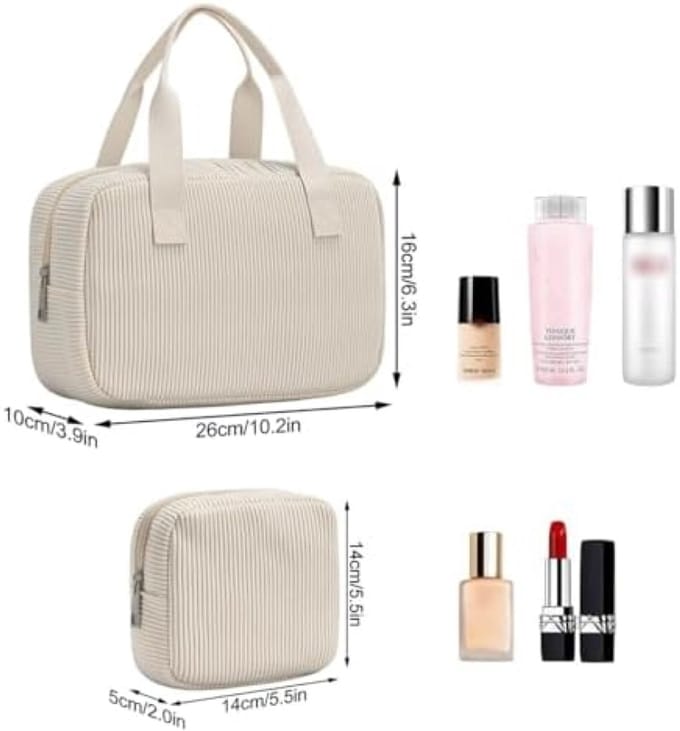 Dames Cosmetische Organizer Set - Zachte Corduroy Make-uptassen