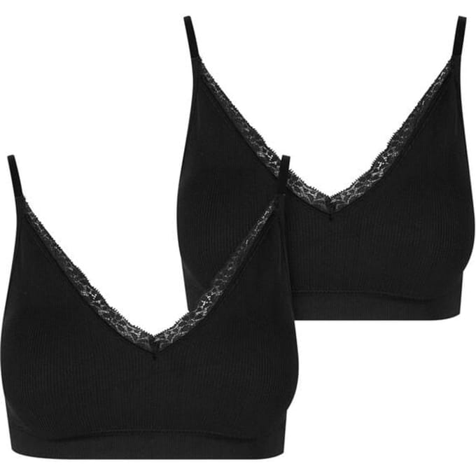 Urban Classics BH - Voorgevormde geribde bh (Set van 2) - S - voor Vrouwen - zwart
