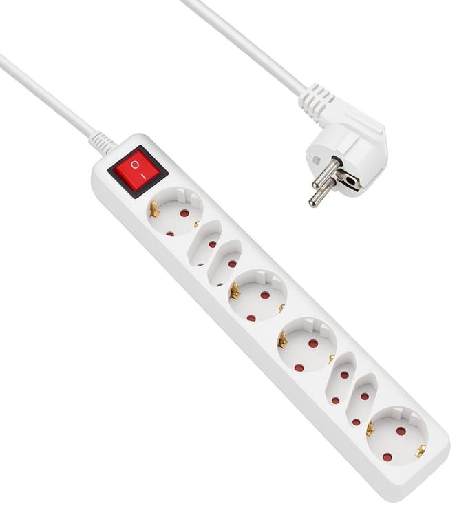Allteq - Stekkerdoos met schakelaar - 8-voudig - 10 meter - Wit