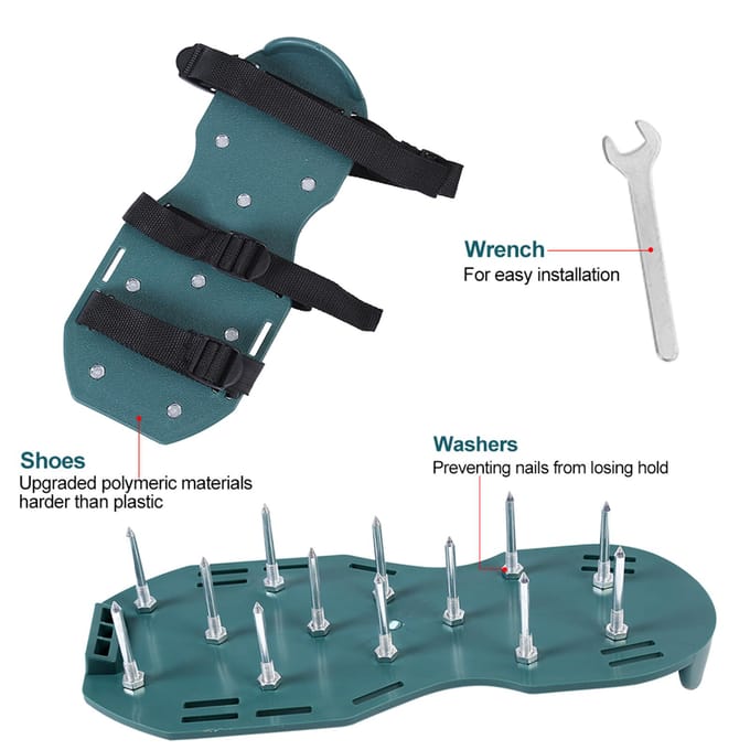 1 Paar Gazonbeluchtersandalen Zware Uitvoering Gras Spikeschoenen met Gesp Tuingereedschap (3 banden) black