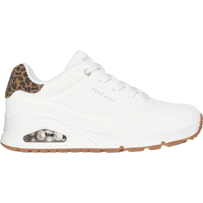 Skechers 177093/whld Uno-jungle Nite Dames Sneakers Wit Durabuck/luipaardprint