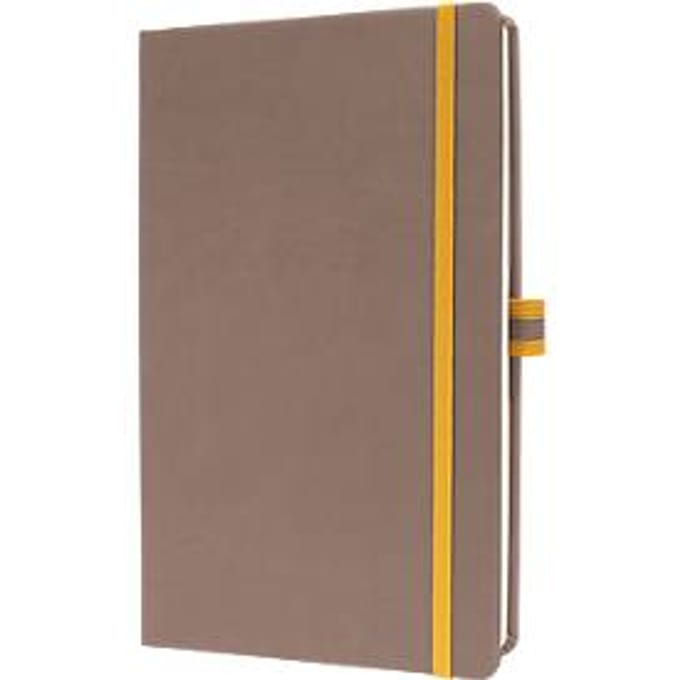 Sigel notitieboek Linescape, 176 pagina's, DIN A5, 80 g/m², vierkant, elastiek, 2-kleurige pennenlus, bruin/geel
