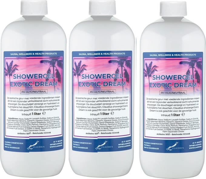 Claudius Douchegel Exotic Dream 1 liter - set van 3 stuks - Showergel