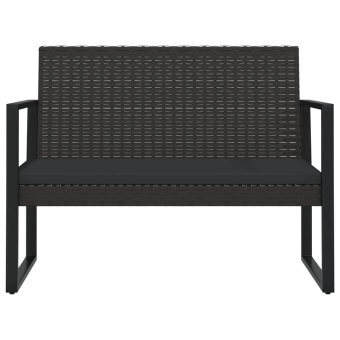 vidaXL - Tuinbank - met - kussens - 106 - cm - poly - rattan - zwart