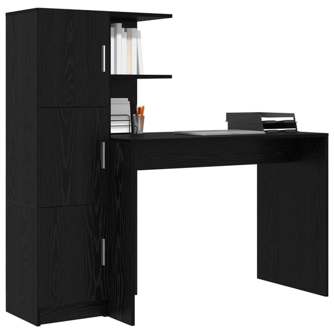 vidaXL - Bureau - Zwart - Eiken - 133.5 - x - 50 - x - 124 - cm - 2 - st