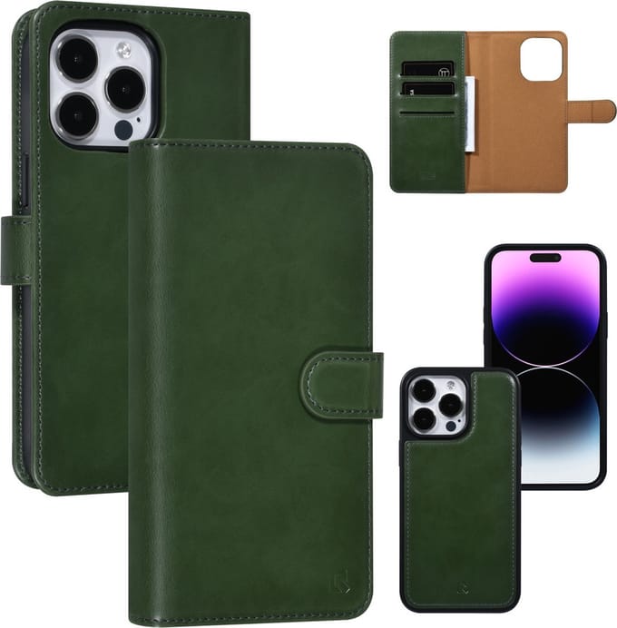 UNIQ Accessory iPhone 14 Pro Max 2 in 1 Booktype en Backcover Pasjeshouder - Groen