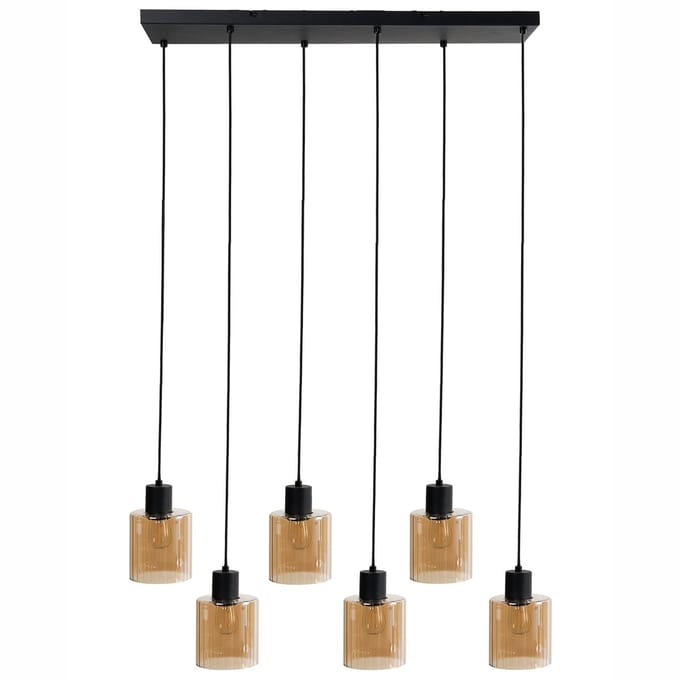 KITARE - Hanglamp 6 lichten - Zwart/Beige - Metaal