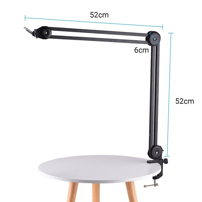 Microfoonstandaardset Zware microfoonophanging Schaarboomarm met klemplakband voor zingen zwart