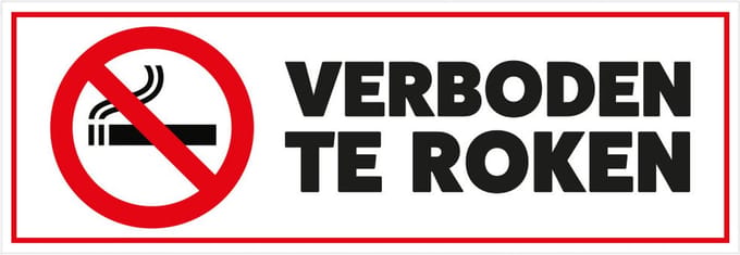 Sticker verboden te roken 6,5 x 19,6 cm rechthoek - Set 15x stuks
