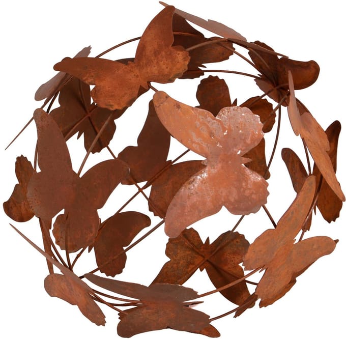 UNUS® Tuinbol met vlinders roest metaal diameter 29 cm tuindecoratie