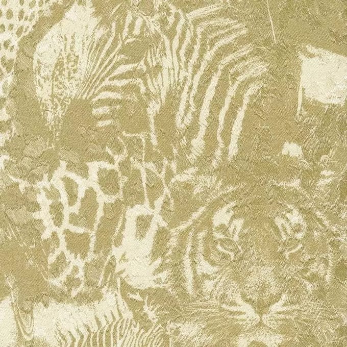 Dieren behang dubbelbreed goud 96243-4