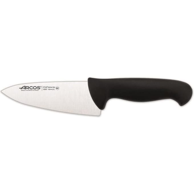 Couteau de chef Arcos Couleur - Prof 292025 en acier inoxydable Nitrum et manche polypropylène noir ergonomique avec lame de 15 cm,