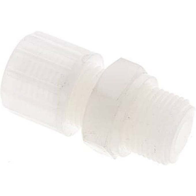 10x4mm & G3/8'' PVDF Rechte Knelfitting Buitendraad 10bar Kunststof en Polyamide