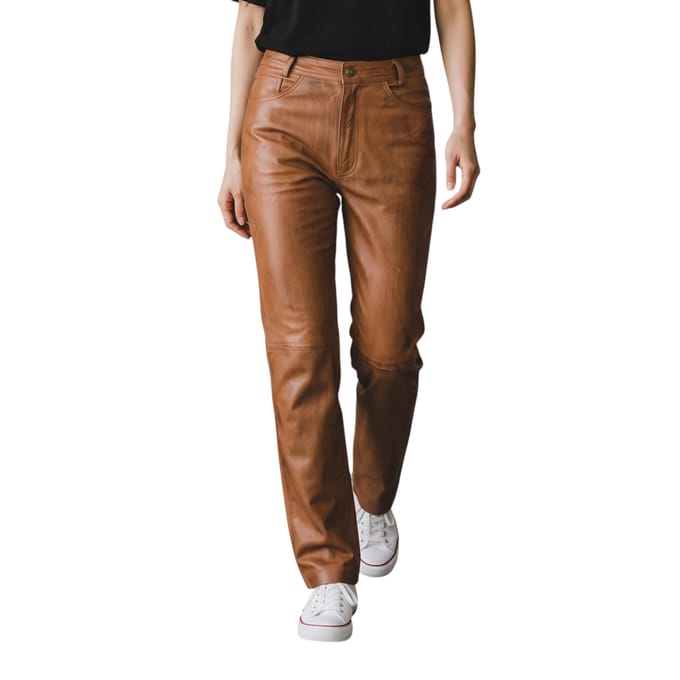 Dames beige lamsleer 501 Biker Jeans - Sogndal